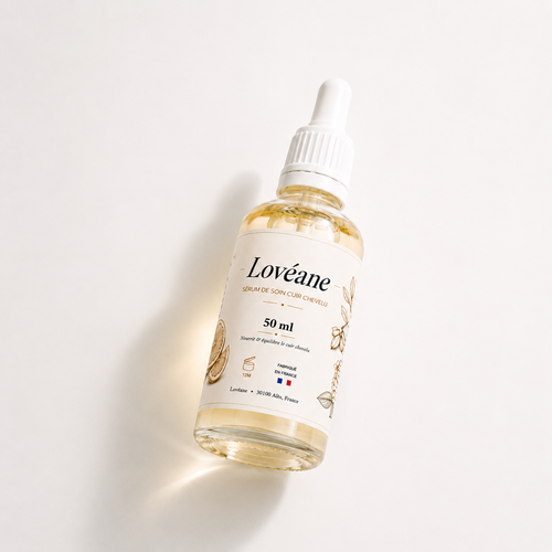 Sérum soin cuir chevelu Lovéane, flacon en verre 50 ml avec pipette