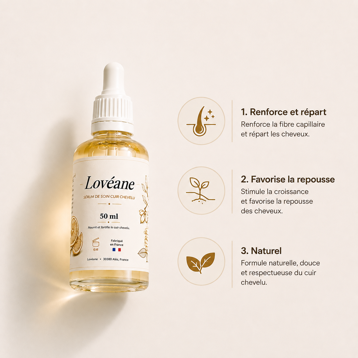 Sérum cuir chevelu Lovéane aux huiles végétales, vue 2